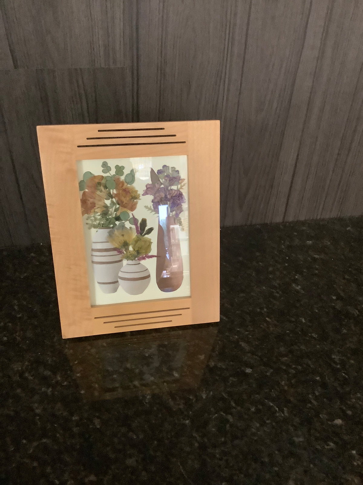 Pressed Flower Frame - Pots with Flowers, Wooden Frame