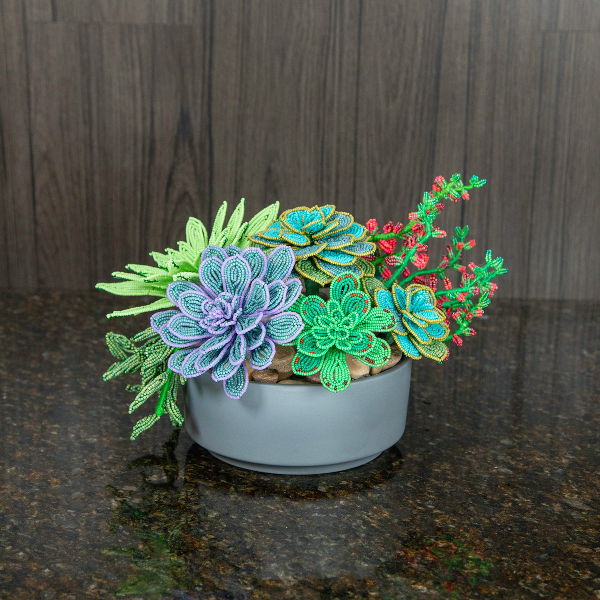 French Beaded Succulent Garden