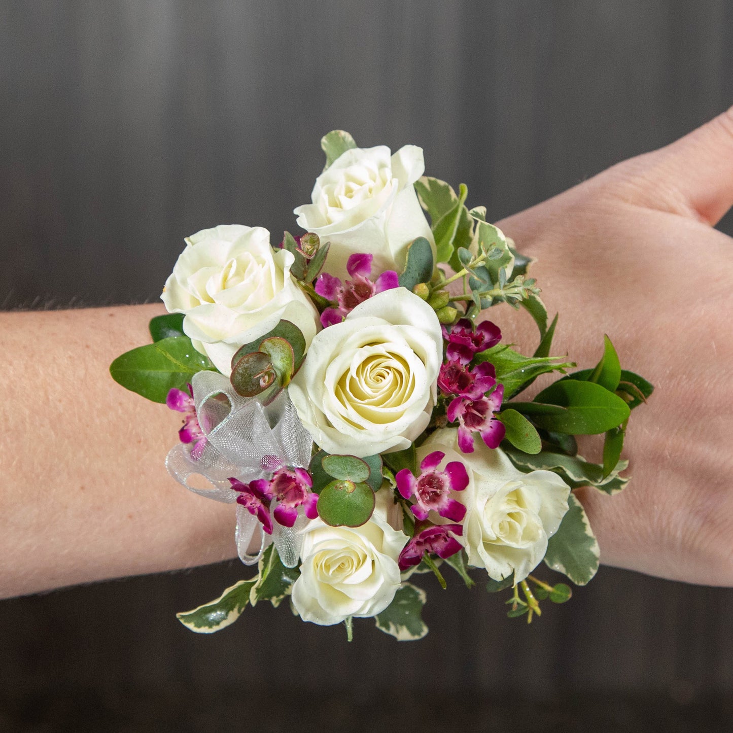 White Spray Rose Wrist Corsage