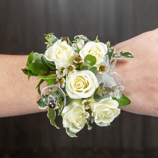 White Spray Rose Wrist Corsage
