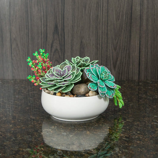 French Beaded Succulent Bowl