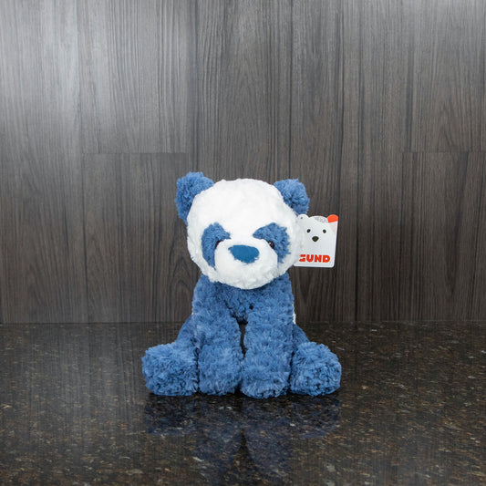 a soft and cuddly panda plushy with blue and white fur