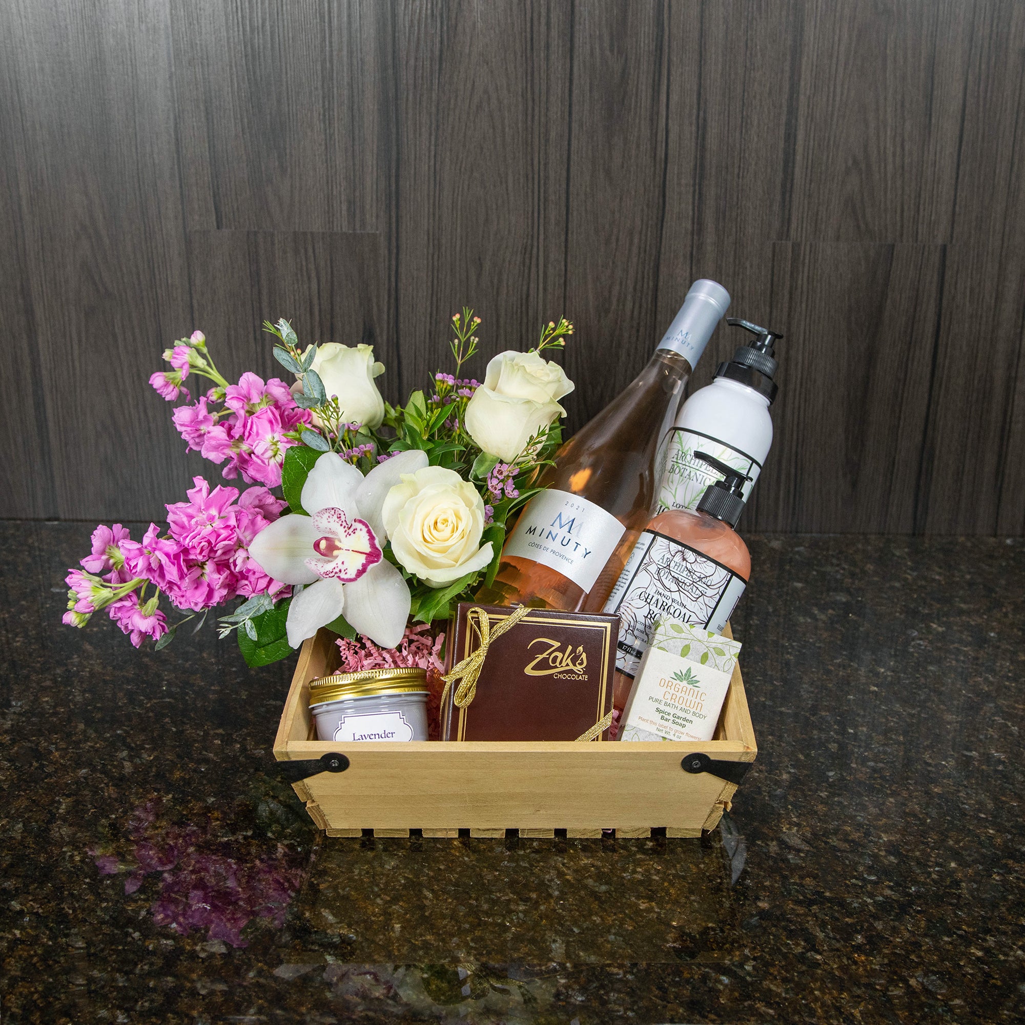 Aggregate more than 141 flowers and wine gift baskets latest
