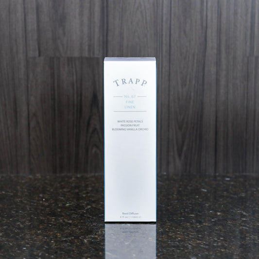 a reed diffuser kit from trapp fragrances in the white box it comes in