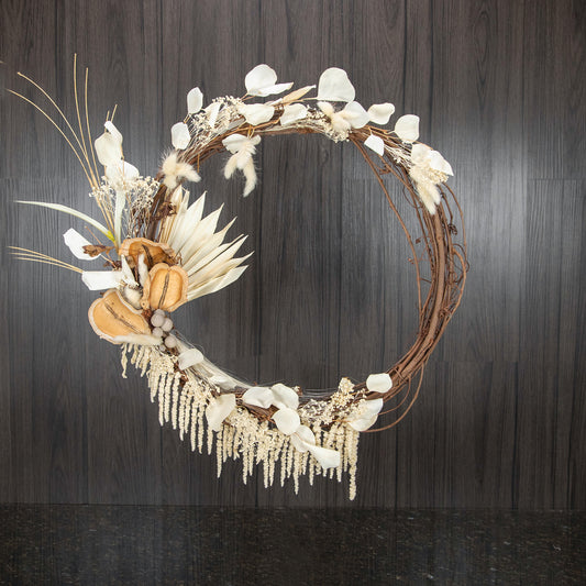 a dried floral wreath
